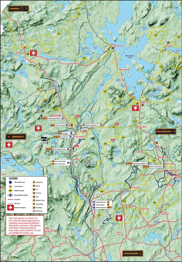 Maine ATV Trails Map Snowmobile Maps Abbot Trailside Lodging